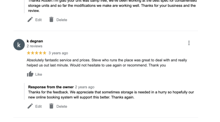 Googler Business reviews left on our page