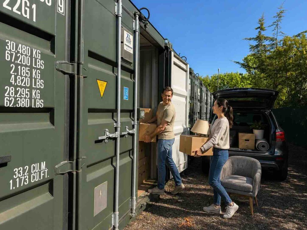 loading a 20 ft storage container